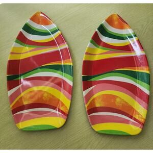 Serving Trays-Melamine-Colorful-Surfboard Or Fish Shaped-Set of 2